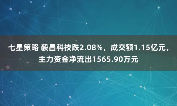 七星策略 毅昌科技跌2.08%，成交额1.15亿元，主力资金净流出1565.90万元