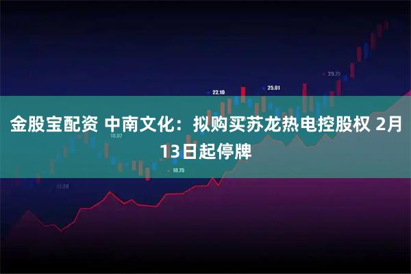 金股宝配资 中南文化：拟购买苏龙热电控股权 2月13日起停牌