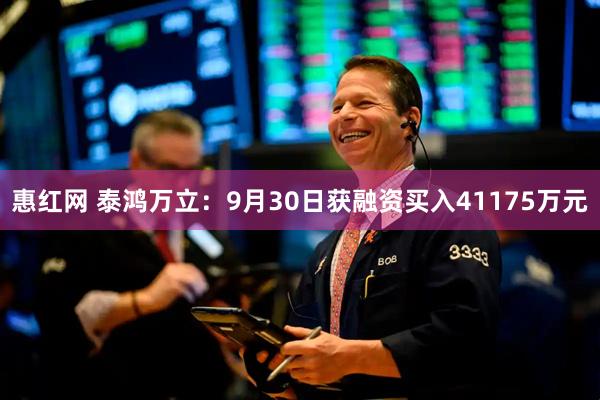 惠红网 泰鸿万立：9月30日获融资买入41175万元